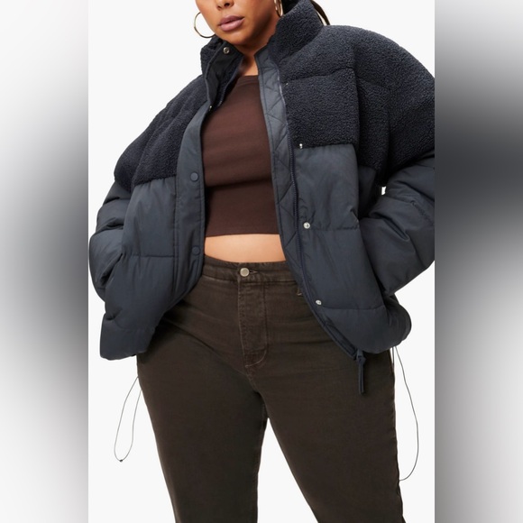 NWT Good American High Pile Fleece Cocoon Puffer Jacket - Picture 4 of 10